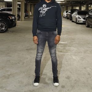 BLACK / GREY ZIPPER JEANS ( ZARA )